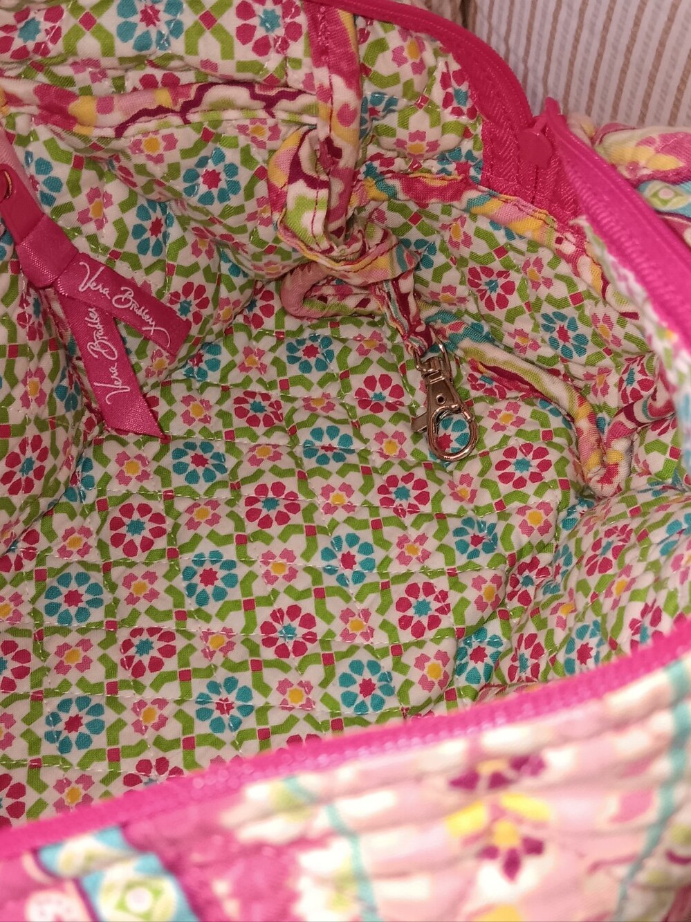 Quilted Floral Pink Capri Melon Shoulder Bag - Picture 5 of 10